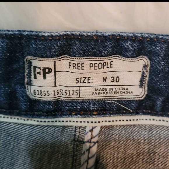 Free People Short Distressed Dark Wash Shorts - Picture 4 of 5